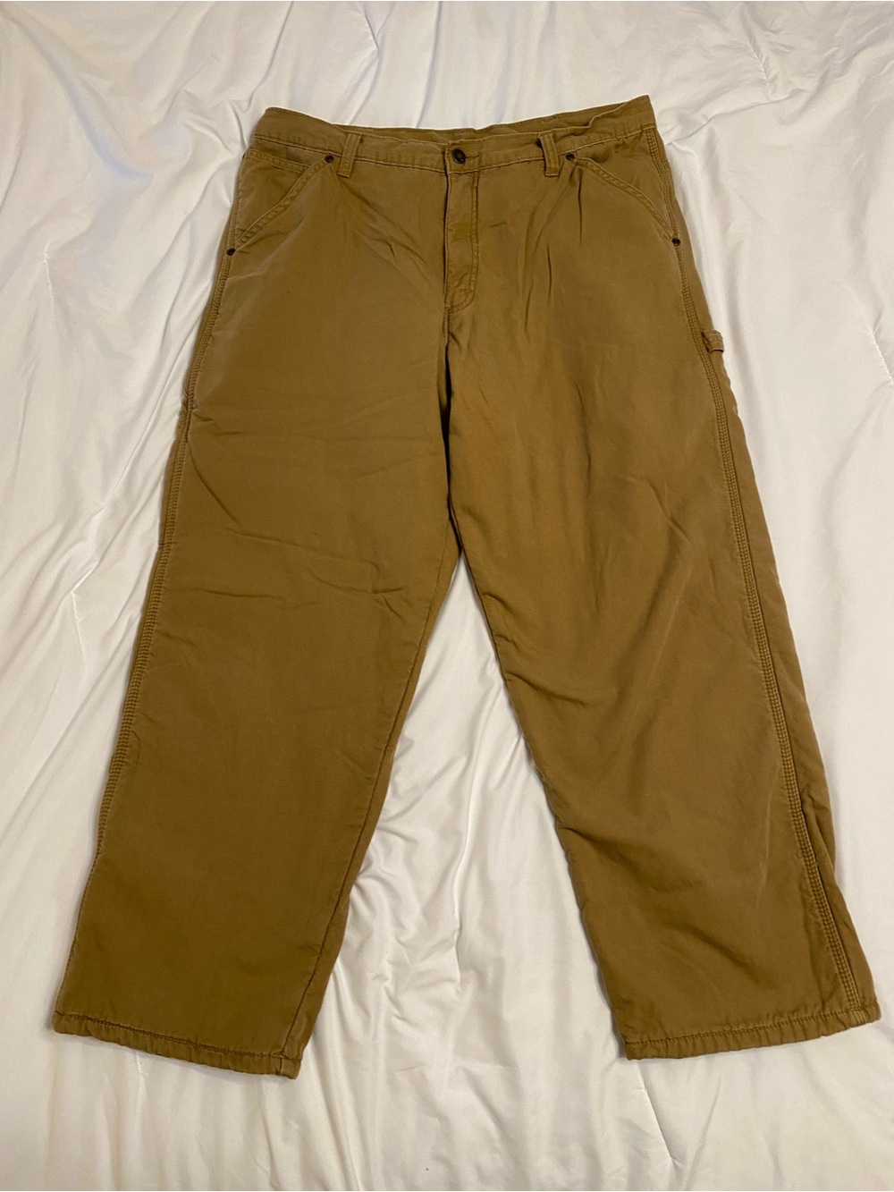 Wrangler Fleece Lined Men's Work-Style Pants in Brown - Casual Straight Fit